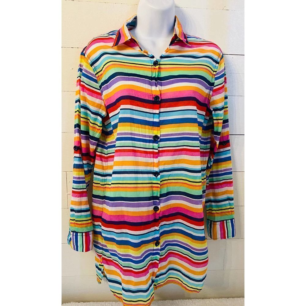 Anne Cole Signature Med Womens  Rainbow  Buttondown lightweight